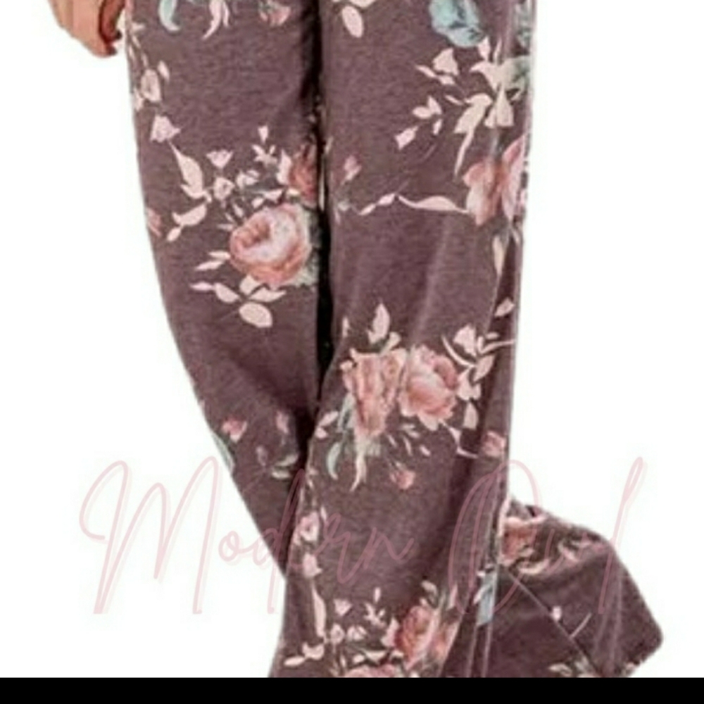 Floral drawstring waist lounge pants - Picture 3 of 12